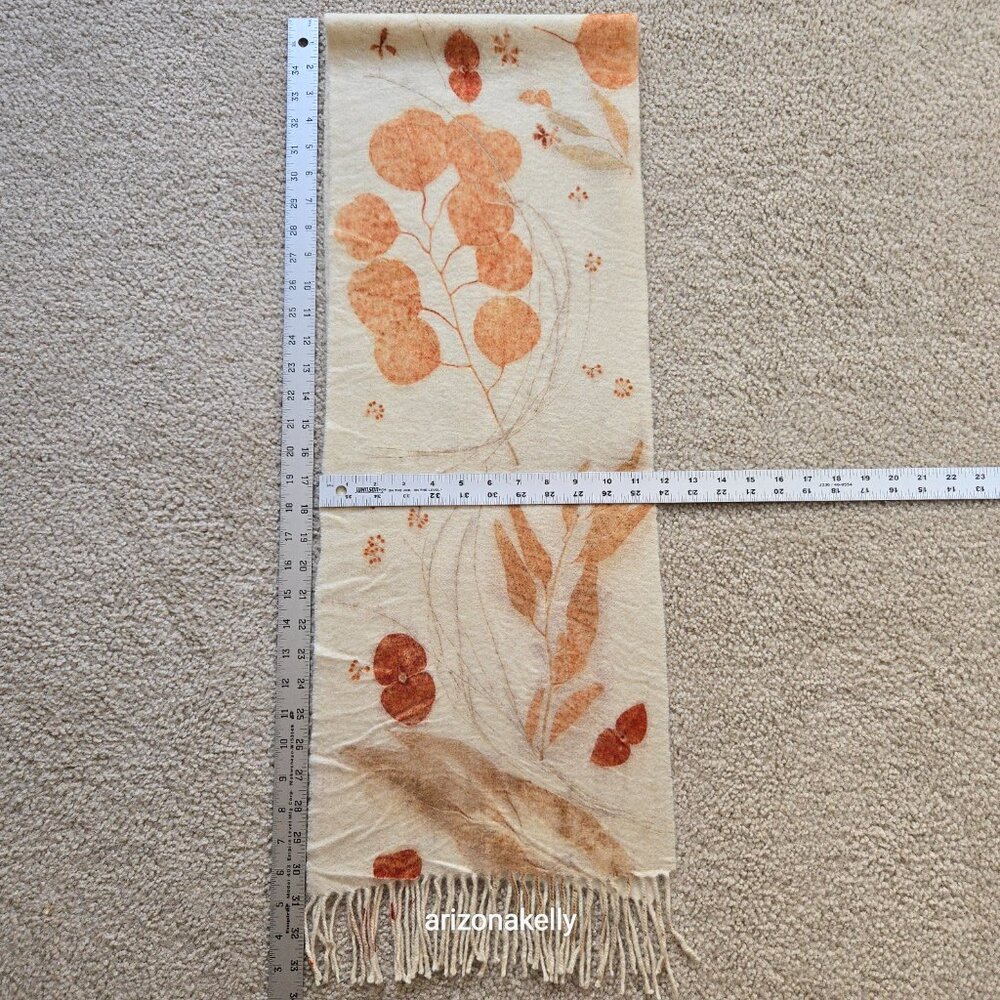 NWOT Handmade Wool Scarf Botanical Natural Dye Plants Eco Print Mayumix Designs - Picture 12 of 15